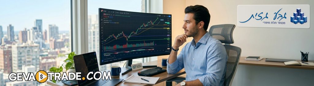סוחר יושב מול מחשב ומתלבט לגבי המסחר בחוזים עתידיים